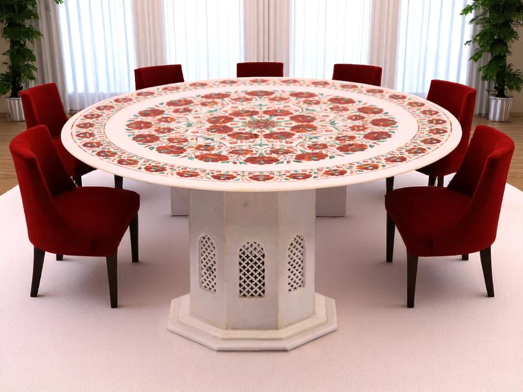 White Marble Living Room Table – Premium Counter Height Design